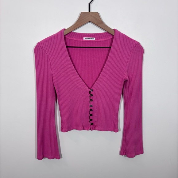 Reformation Gellar Knit Top Pink Size XS - Picture 2 of 14